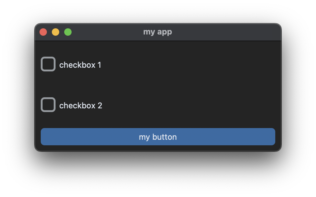 button and checkboxes