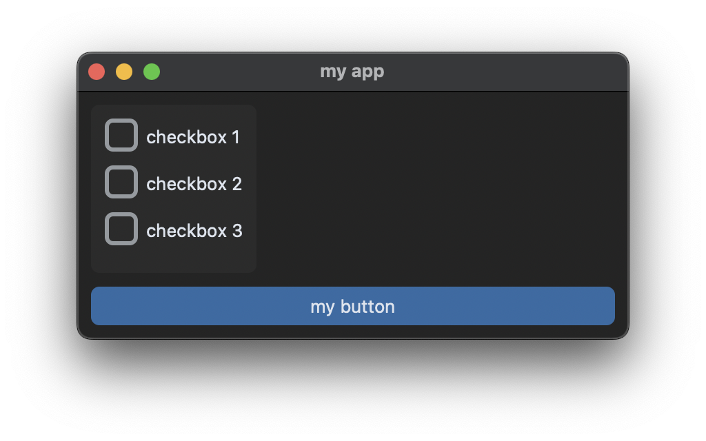 button and checkboxes with classes