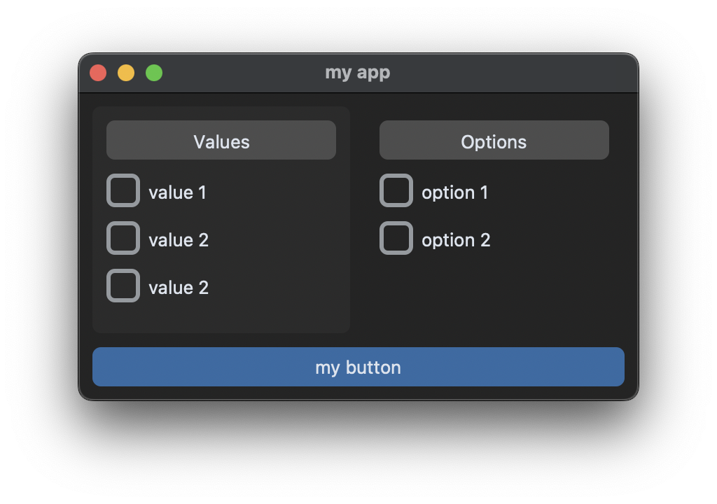 multiple checkbox frames transparent