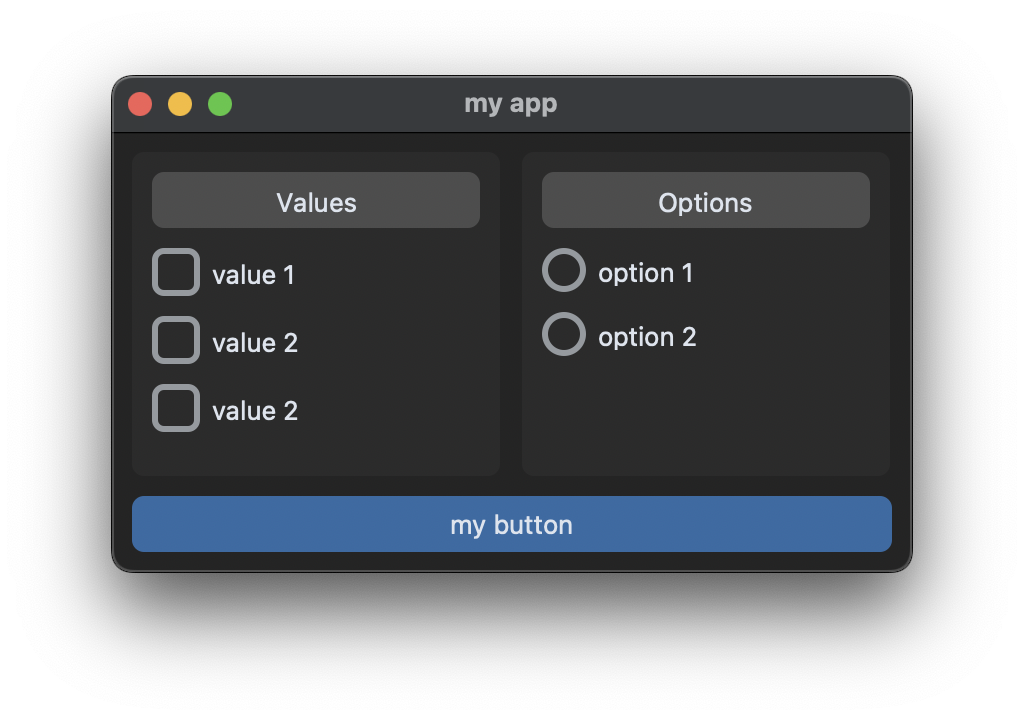 multiple radiobutton frames with title